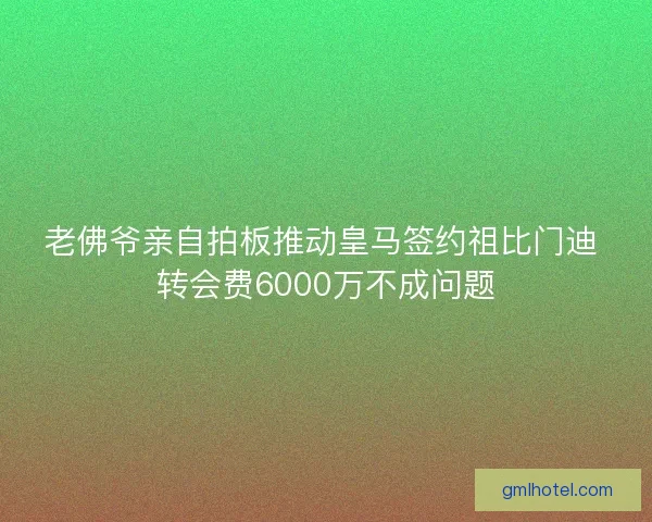 老佛爷亲自拍板推动皇马签约祖比门迪 转会费6000万不成问题